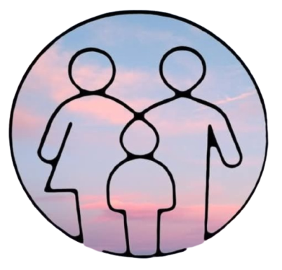 Family Uncensored Mental Health Services, LLC LOGO - OUTLINE OF A MAN, WOMAN, AND CHILD IN A SUNRISE.